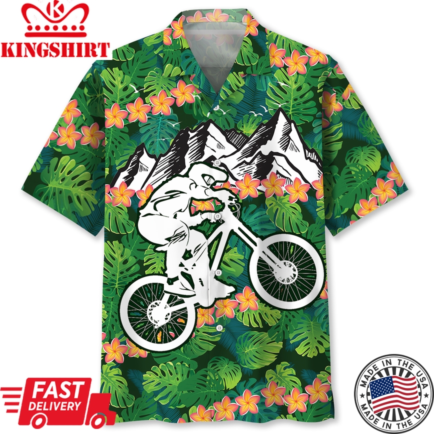 Mountain Bike Tropical Trendy Hawaiian Shirt