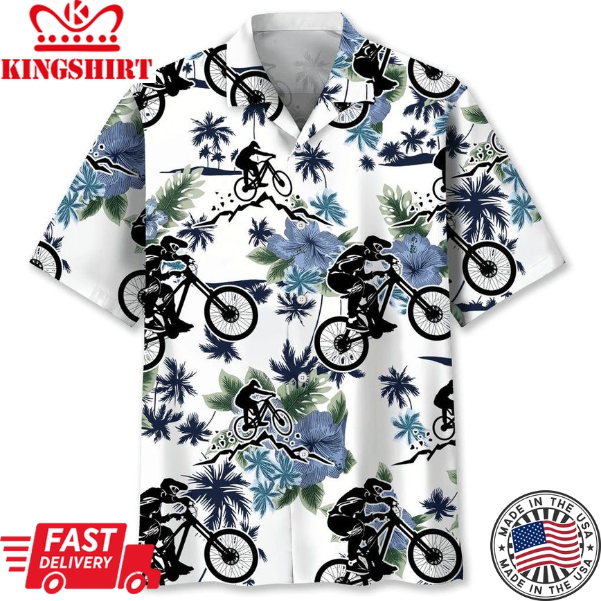 Mountain Bike White Nature Trendy Hawaiian Shirt