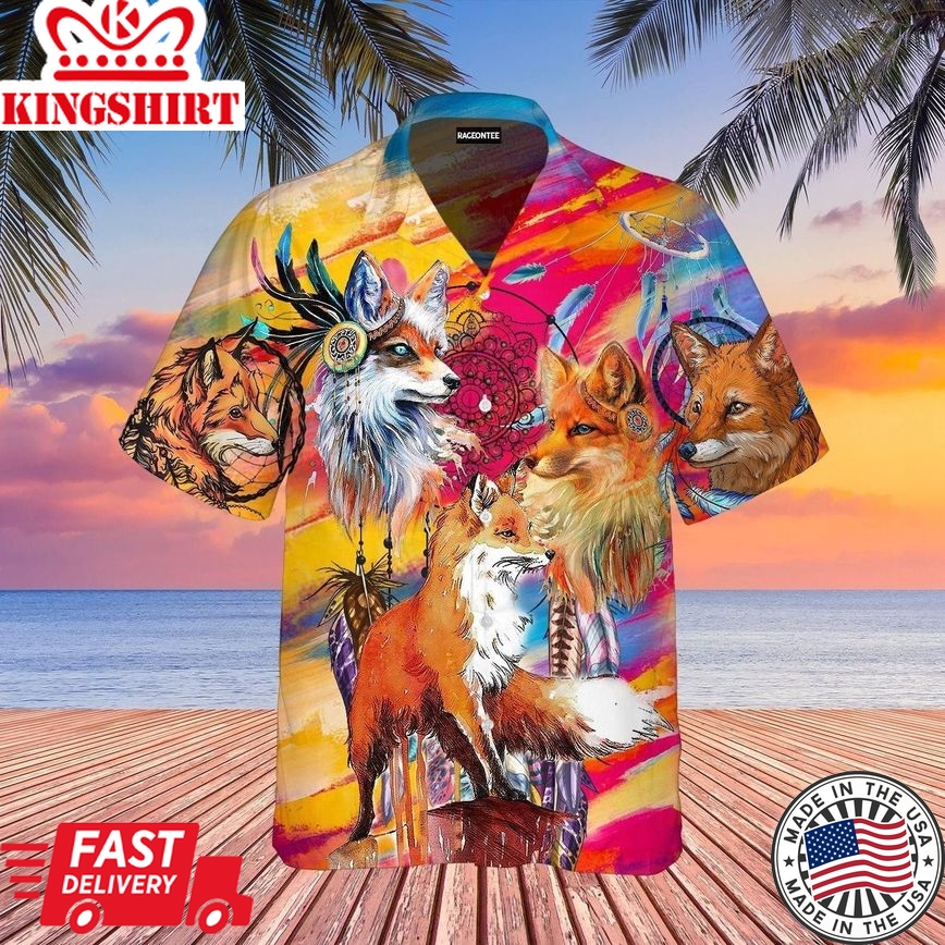 Ms Fox Hunting With Her Dreamcatcher Trendy Hawaiian Shirt For