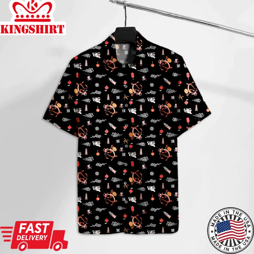 Mulan Trendy Hawaiian Shirt Mulan Mushu Dragon Cri-Kee Hawaii Tshirt Amazing High Quality Dn Aloha Shirt