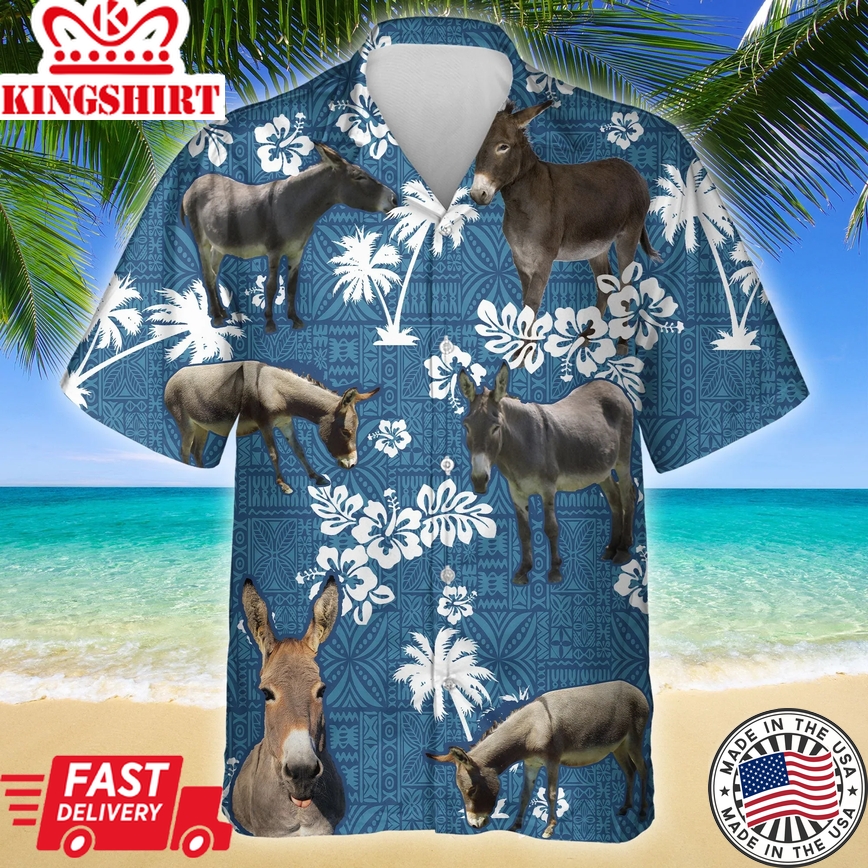 Mule Blue Tribal All Over Printed 3D Trendy Hawaiian Shirt