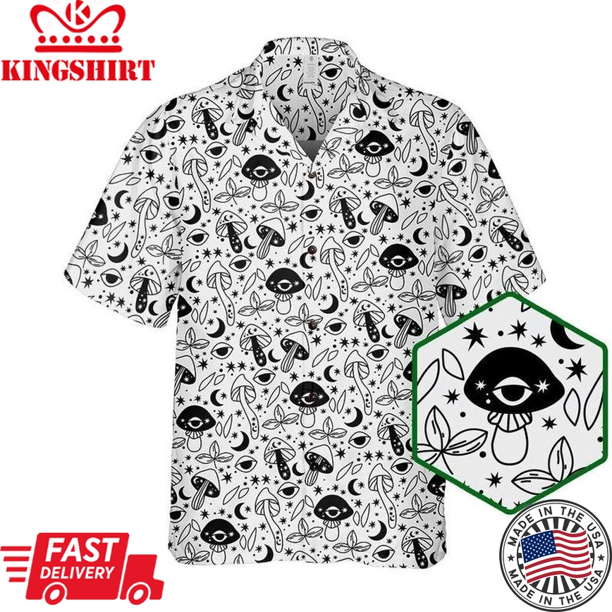 Mushroom Button Up, Mushroom Dnd Shirt, Mushroom Shirt, Trippy Mushroom Shirt