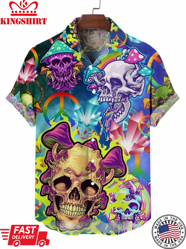 Mushroom Skull Trippy Hawaiian Shirt