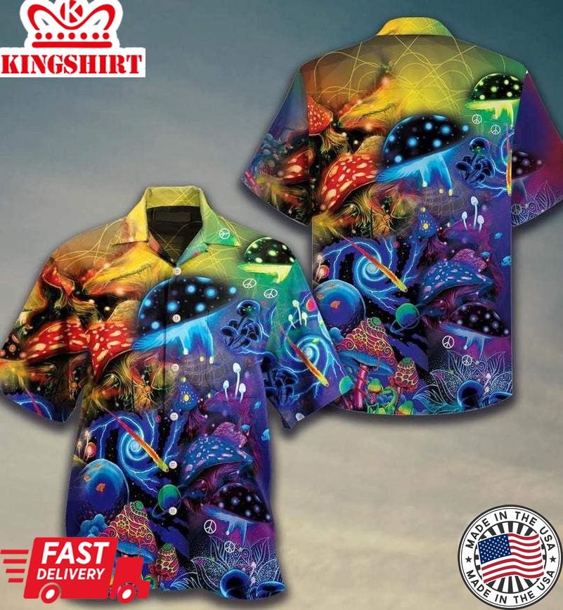 Mushroom Trippy Psychedelic Summer Vacation Trendy Hawaiian Shirt