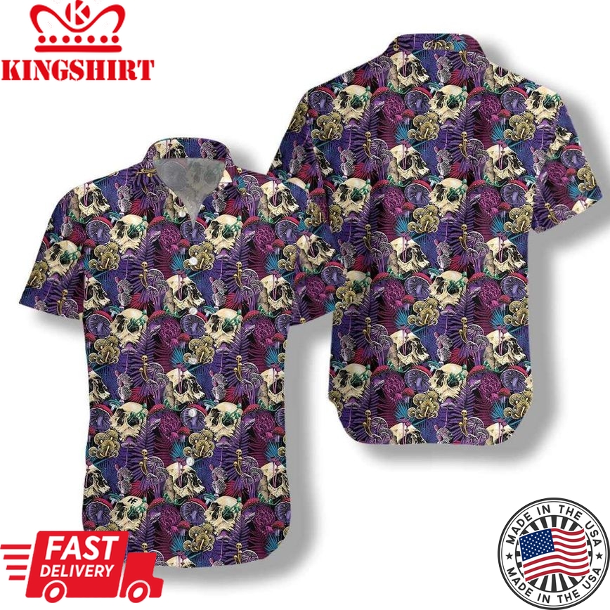 Mushrooms And Skulls Trendy Hawaiian Shirt