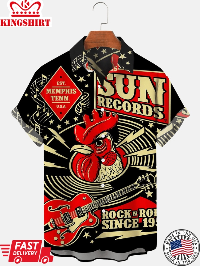 Music Cock Guitar Men's Trendy Hawaiian Shirts