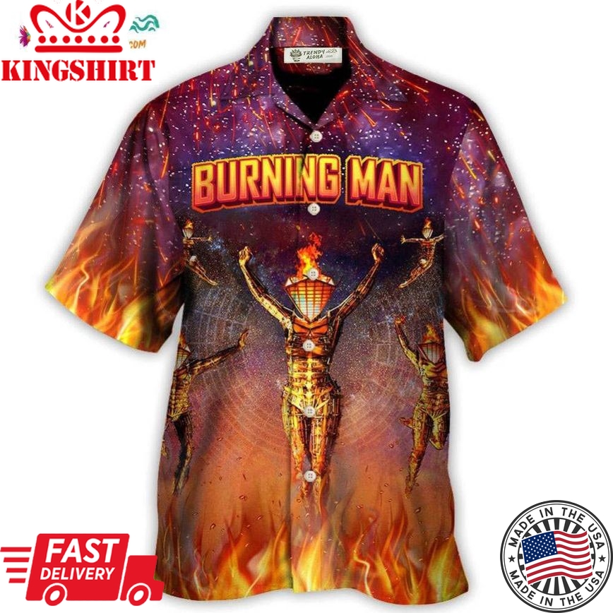 Music Event Burning Man Built To Burn Burning Man Hawaiian Shirt