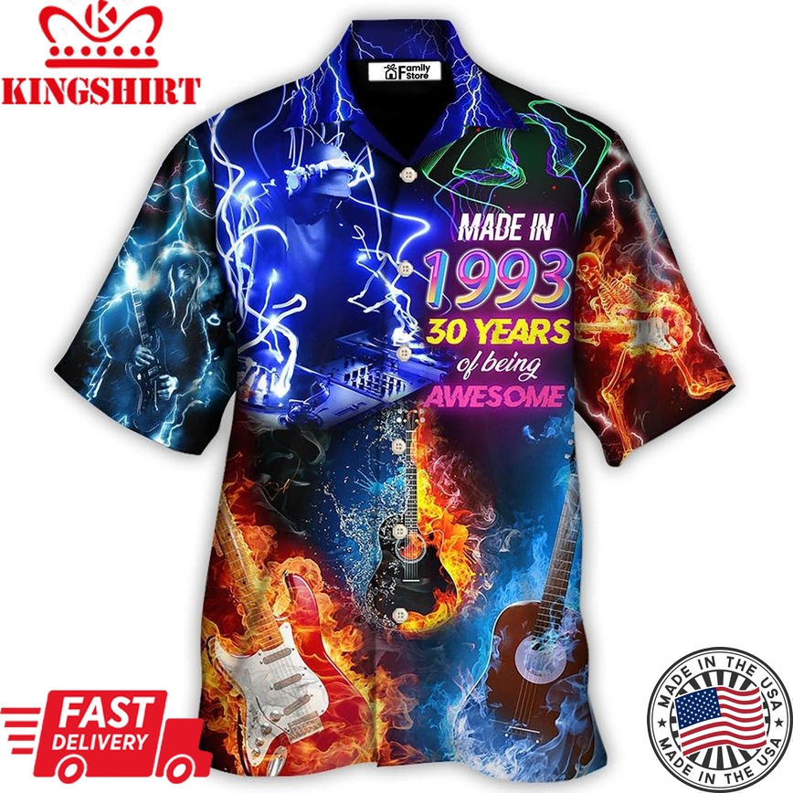 Music Is My Life Made In 1993 Neon Style Hawaiian Shirt