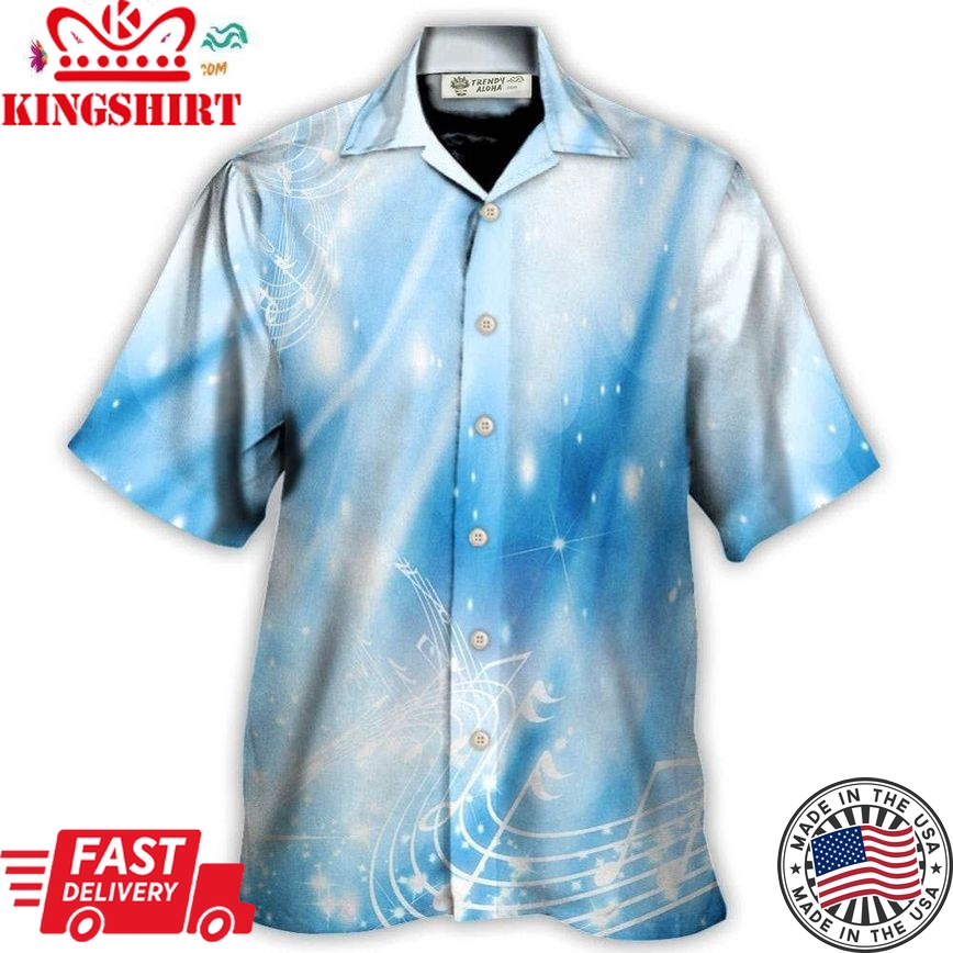 Music Musical Notes On A Dark Blue Hawaiian Shirt