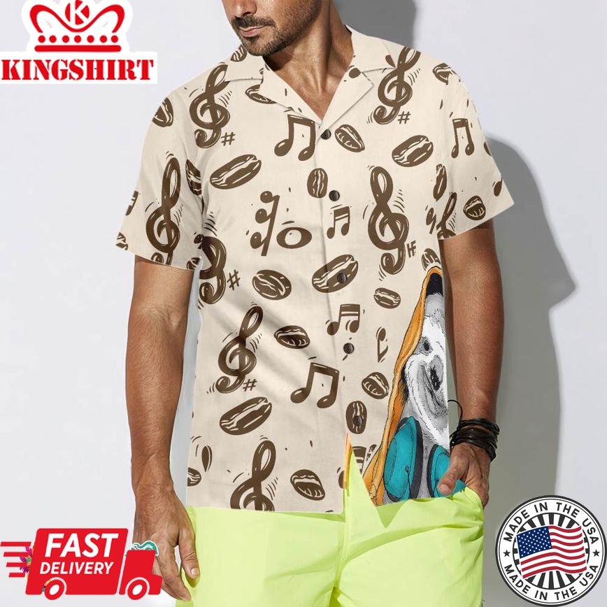 Music Note And Sloth Shirt For Men Hawaiian Shirt