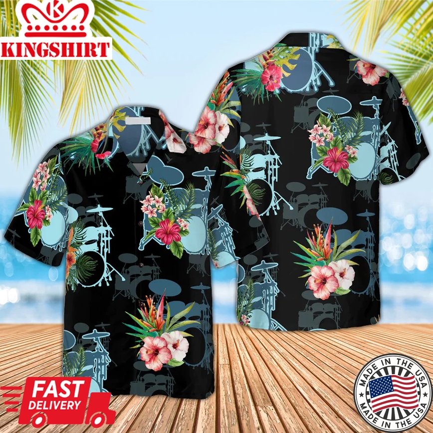 Musical Instrument Drums Trendy Hawaiian Shirt, Trendy Hawaiian Shirt For Men And Women