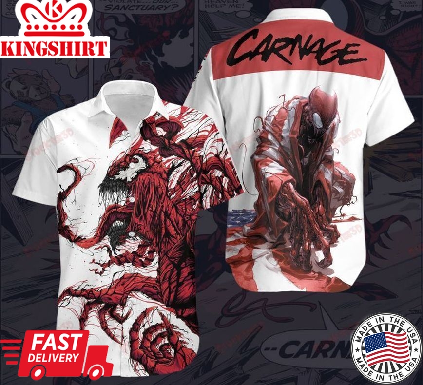 Mv Venom Hawaiian Shirt Carnage Red Symbiote Red White Hawaii Aloha Shirt