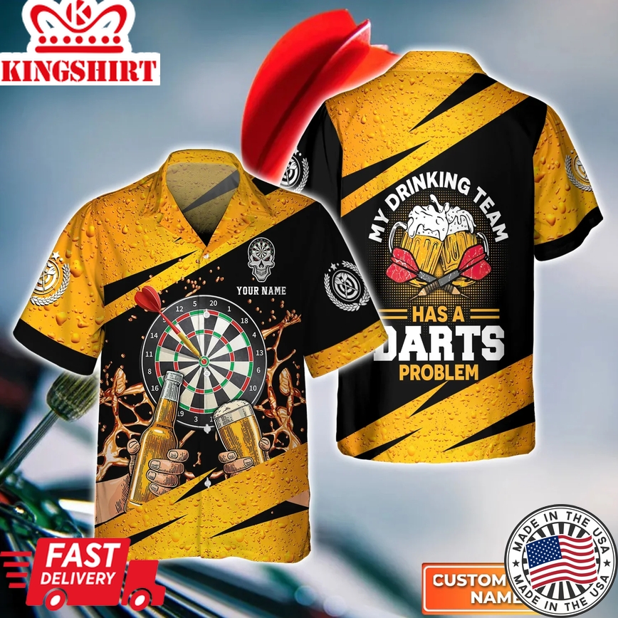 My Drinking Team Has A Darts Trendy Hawaiian Shirt, Darts Trendy Hawaiian Shirt For Men, Women, Darts Team Shirt