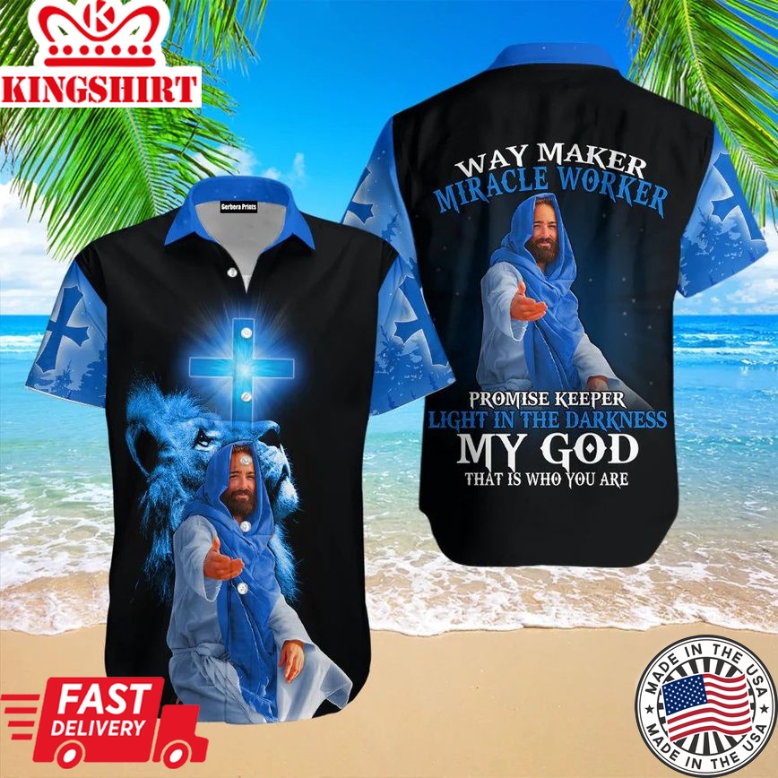 My God Jesus Blue And Black Aloha Hawaiian Shirts For Men And For Women