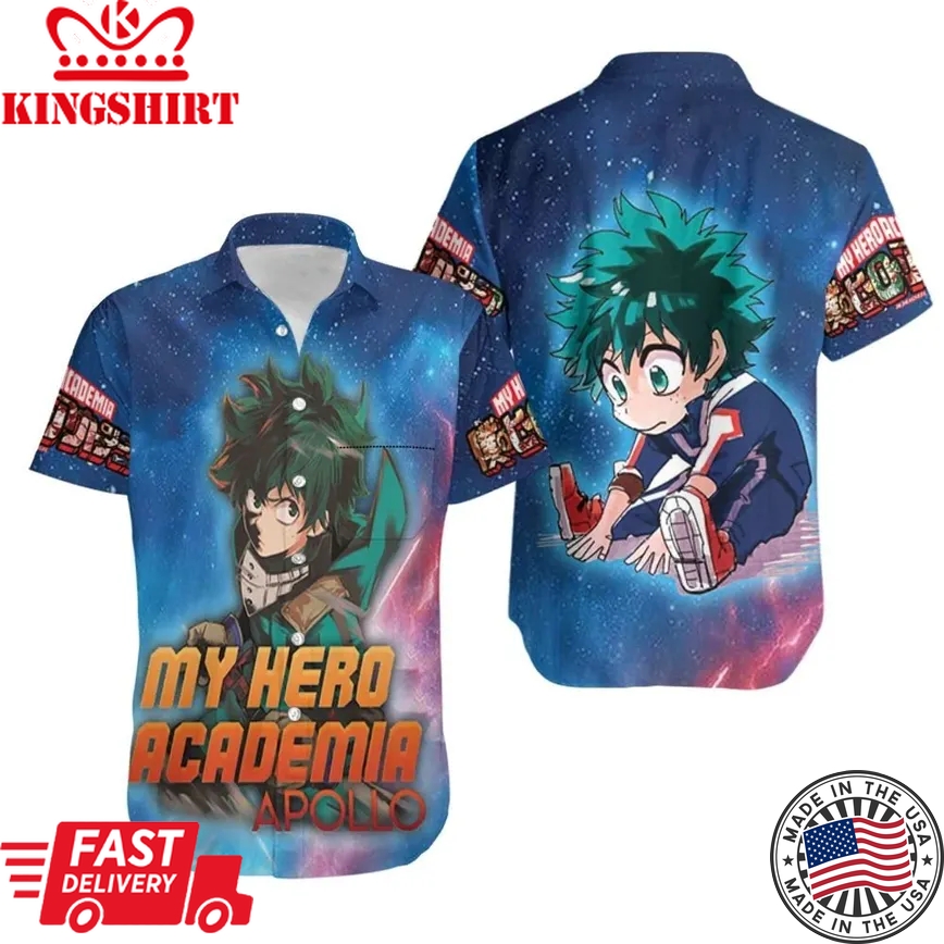 My Hero Academia Hawaii Shirt Chibi Midoriya Izuku Galaxy Hawaiian Aloha Shirt 2022