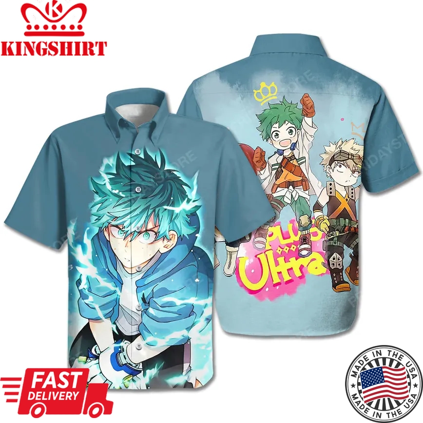 My Hero Academia Hawaii Shirt Izuku Midoriya Chibi Plus Ultra Hawaiian Aloha Shirt 2022