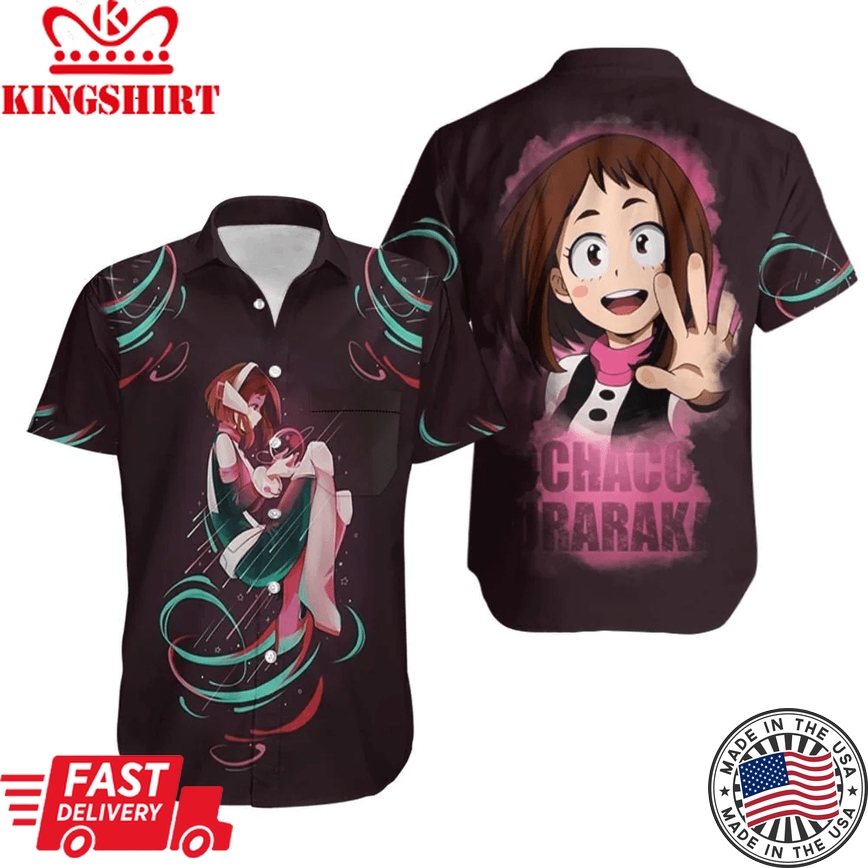 My Hero Academia Hawaii Shirt Ochako Uraraka Pink Black Hawaiian Aloha Shirt 2022