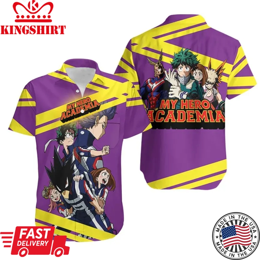 My Hero Academia Hawaii Shirt Todoroki Shouto Midoriya Izuku Purple Hawaiian Aloha Shirt 2022