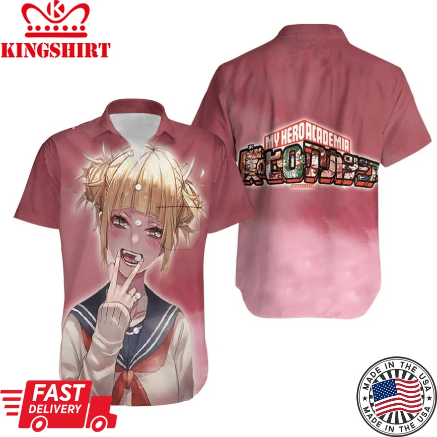 My Hero Academia Hawaii Shirt Toga Himiko Red Mha Logo Hawaiian Aloha Shirt 2022