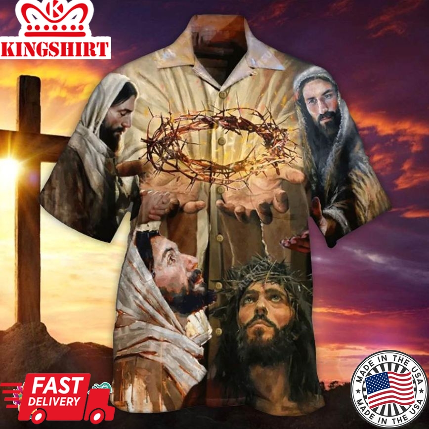 My King Wore This Crown Jesus Hawaiian Aloha Beach Shirt