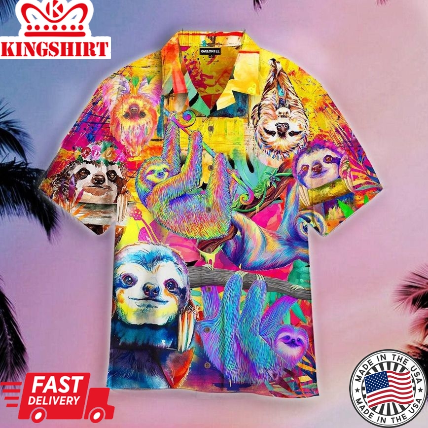 My Love Is Colorful Sloth Trendy Hawaiian Shirt