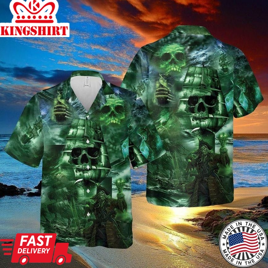 Mystery Of Ghost Ship Halloween Trendy Hawaiian Shirt, Unisex Print Aloha Short Sleeve Casual Shirt