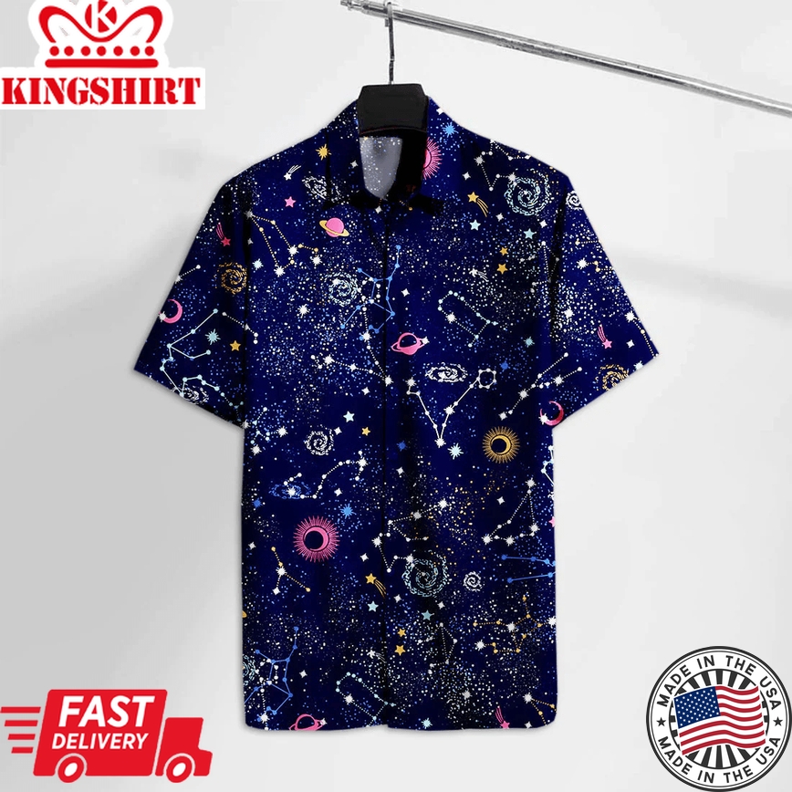 Nasa Trendy Hawaiian Shirt Ns Geometric Space And Astronomy Hawaii Tshirt Cool Amazing Nasa Aloha Shirt