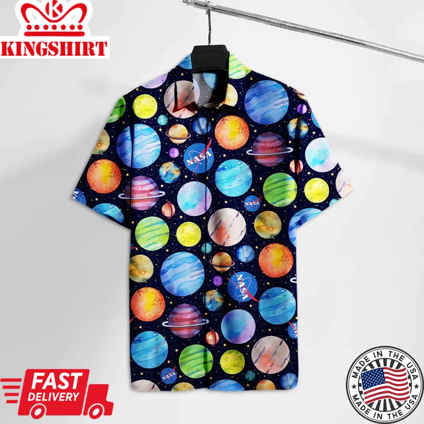 Nasa Trendy Hawaiian Shirt Ns Solar System Planets Hawaii Tshirt Cool Amazing Nasa Aloha Shirt