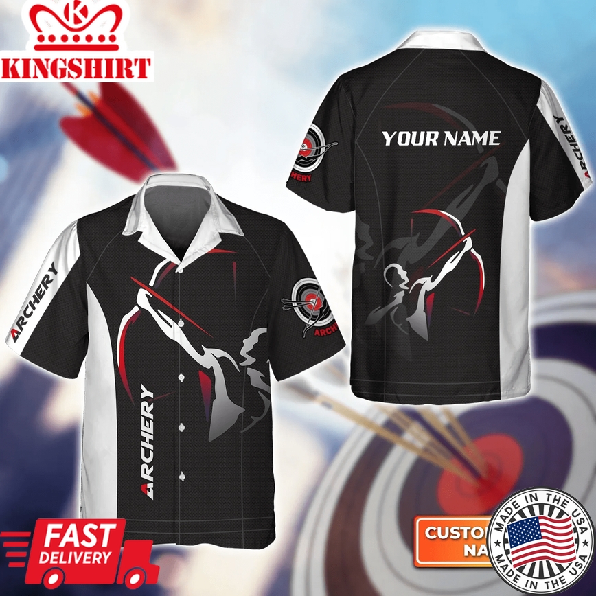 National Archery Team Personalized Name 3D Trendy Hawaiian Shirt, Gift For Archer Sport Lovers, Gift For Archer