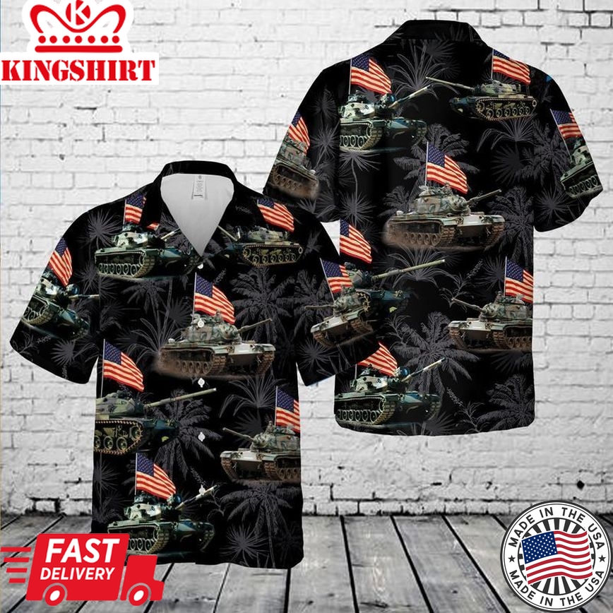 National Guard M60 Tank 4Th Of July Trendy Hawaiian Shirt, Patriotic Trendy Hawaiian Shirt For Men