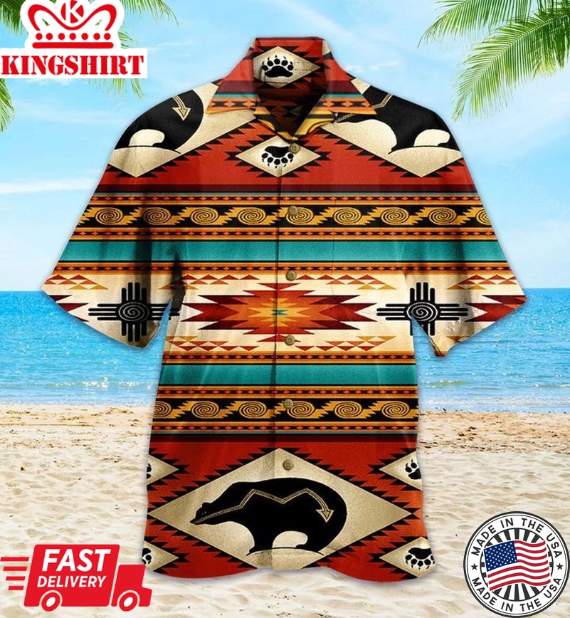 Native American Bear Brown Trendy Hawaiian Shirt 3D Summer Gifts