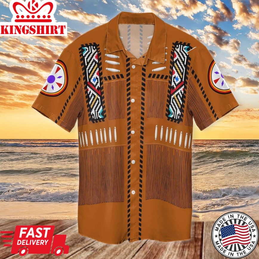 Native American Hawaii Shirt Orange Native American Pattern Hawaiian Aloha Shirt