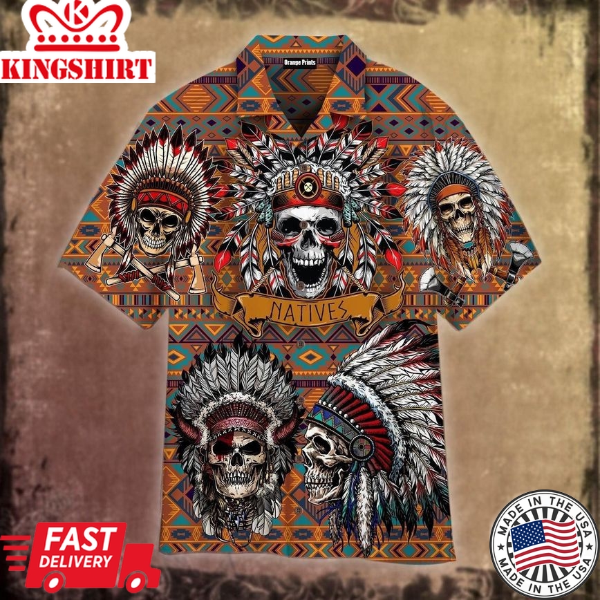 Native American Skull Trendy Hawaiian Shirt For