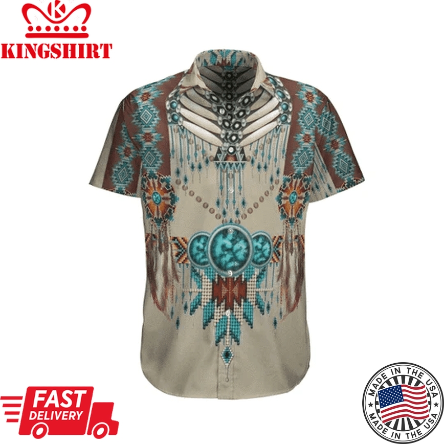 Native American Trendy Hawaiian Shirts, Fantasy Native America Watercolor Design Trendy Hawaiian Shirt