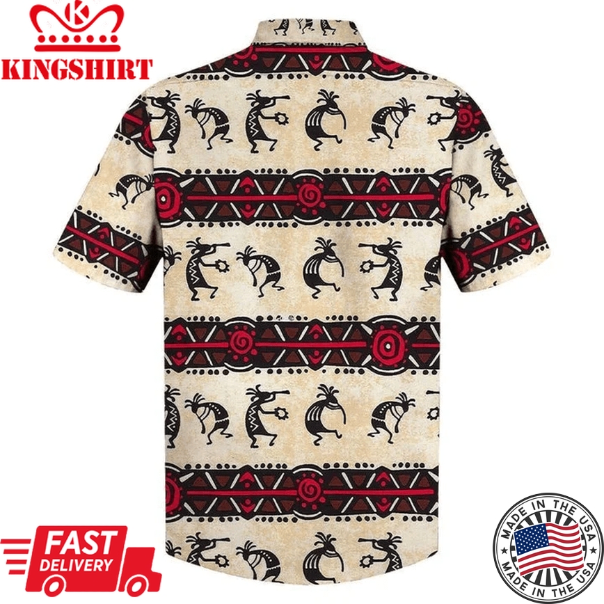 Native American Tribal Design Black And Red Pattern Trendy Hawaiian Shirt