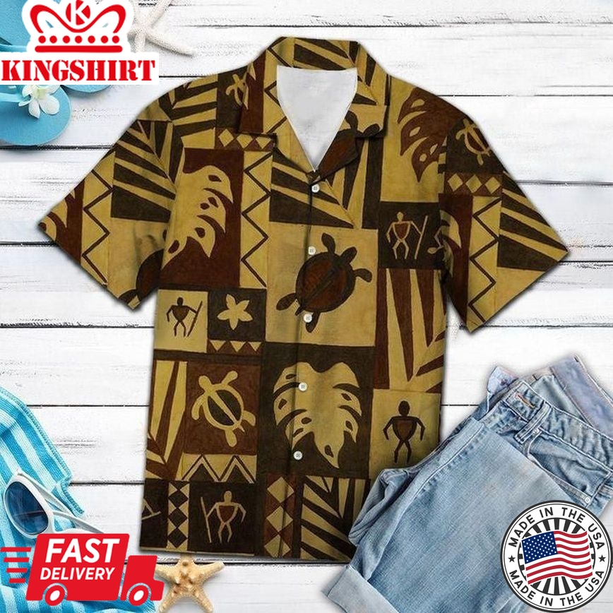 Native American Turtle Brown Trendy Hawaiian Shirt, Turtle Lover Trendy Hawaiian Shirt For