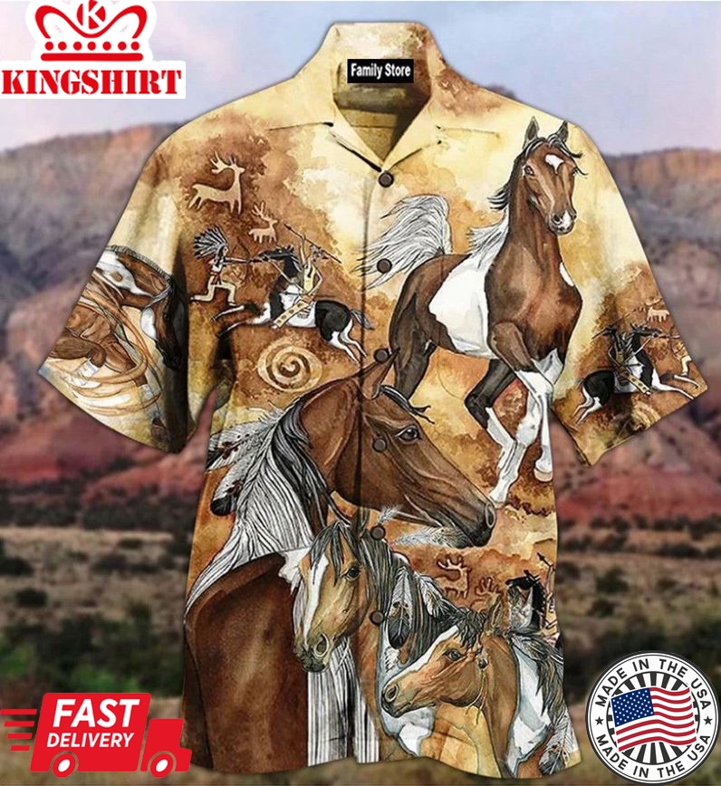 Native Horses Run Away Limited Edition Hawaiian Shirt