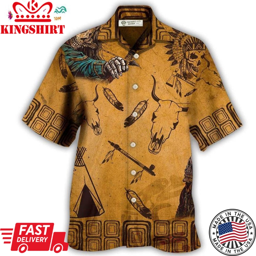 Native Skull War Vintage Hawaiian Shirt