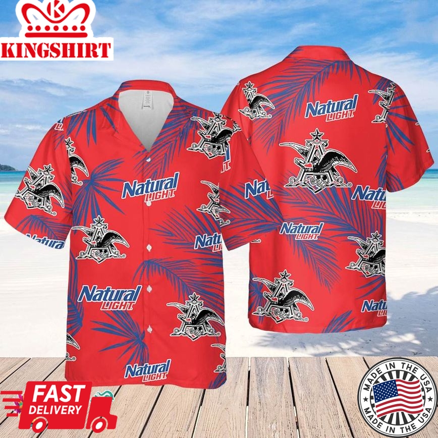 Natural Light Hawaiian Palm Leaves Pattern Shirt, Beer Summer Party Hawaiian Shirt, Schlitz Beer Shirt