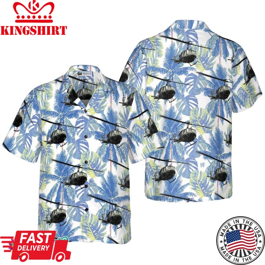 Navy Bell Twin Huey Hawaiian Shirt