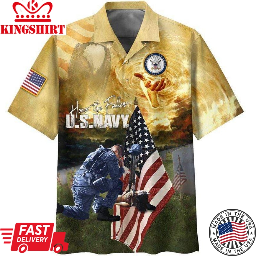 Navy Veteran Hawaii Shirt Honor The Fallen Hawaii Shirt Navy Aloha Shirt