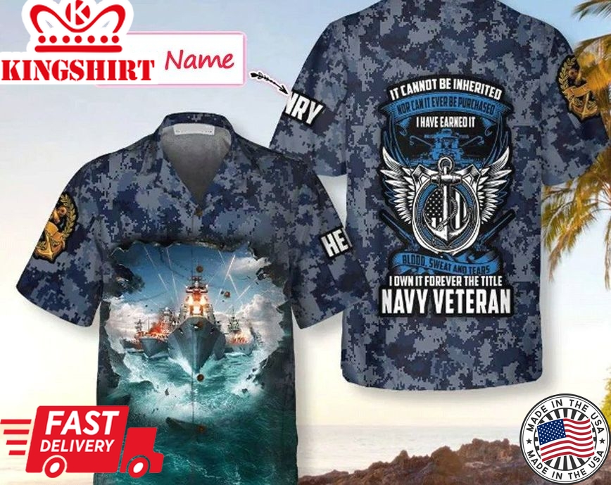 Navy Veteran Personalized 3D All Over Printed Trendy Hawaiian Shirt, Custom Name Hawaii Shirt, Hawaii Shirt Party Summer, Hawaii Style.