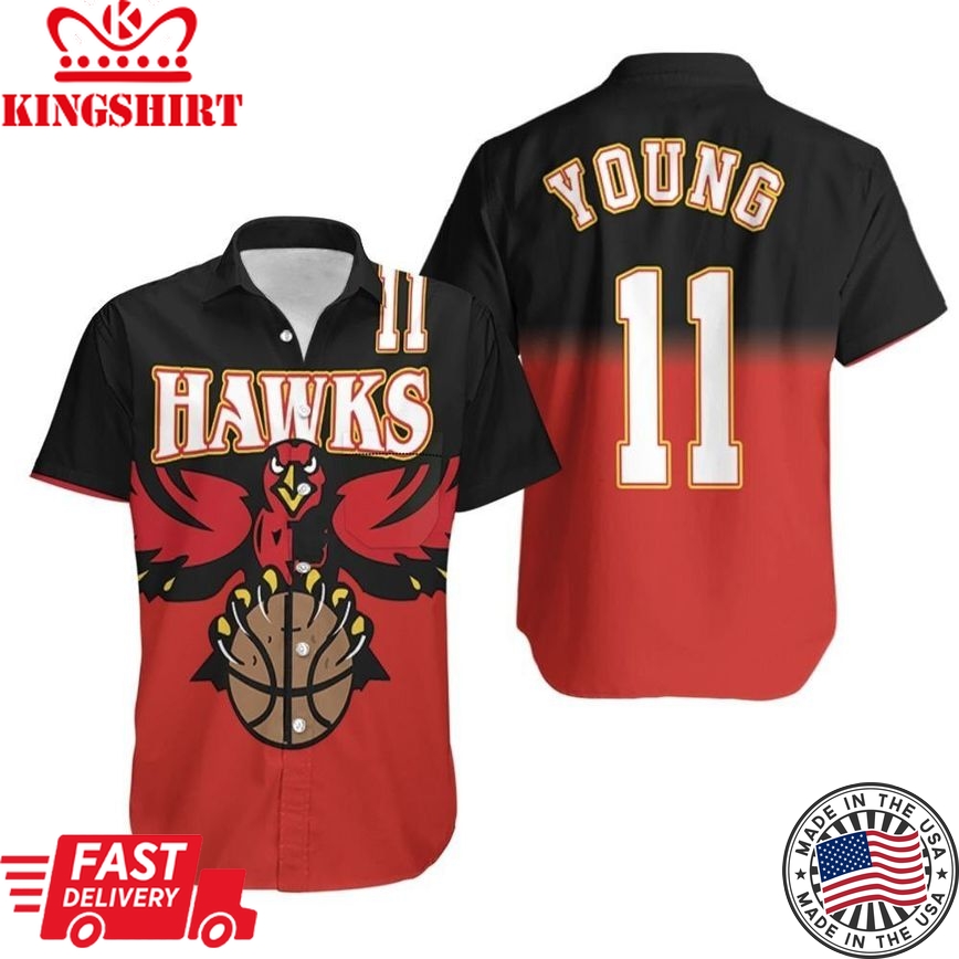 Nba Atlanta Hawks Custom Name Number Black Red Trendy Hawaiian Shirt Aloha Shirt