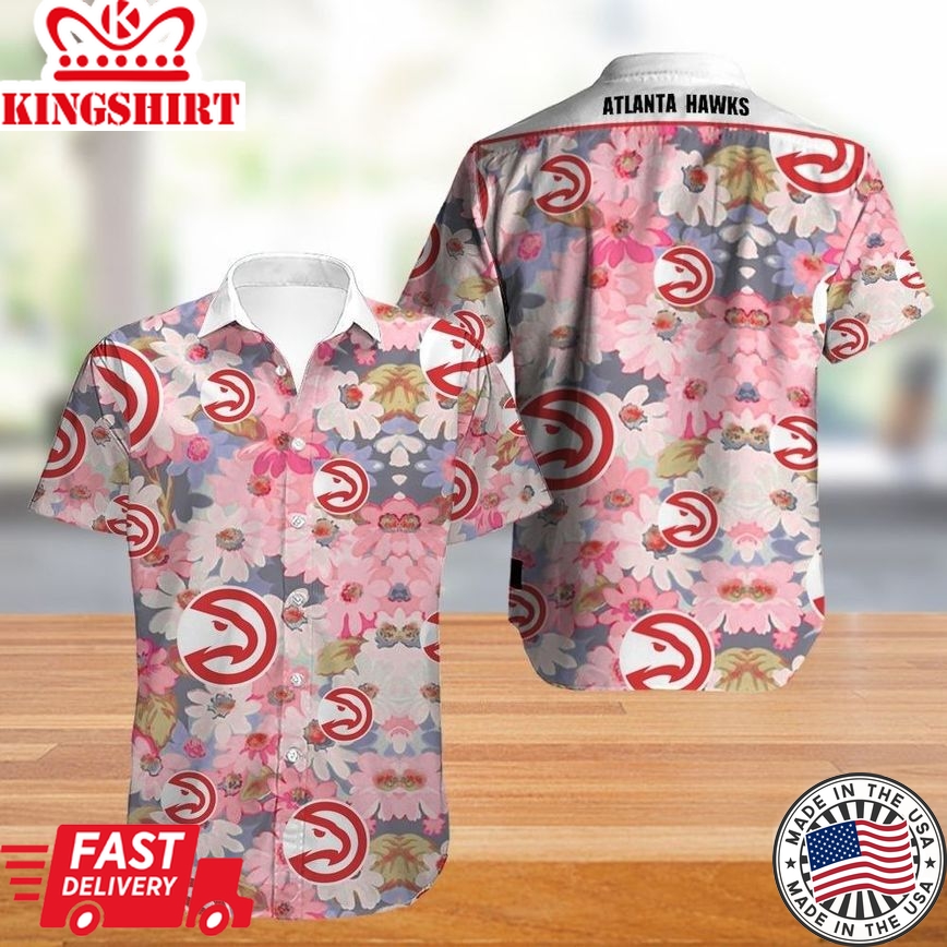 Nba Atlanta Hawks Tropical Flowers Trendy Hawaiian Shirt Aloha Shirt