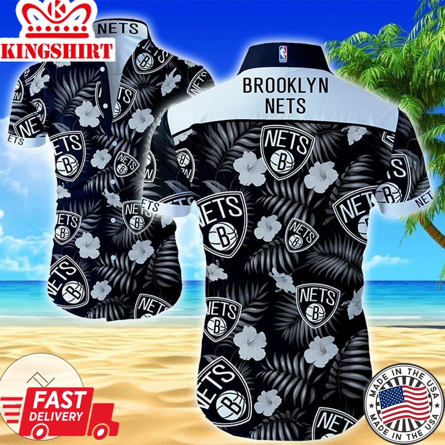 Nba Brooklyn Nets Tropical Flowers Trendy Hawaiian Shirt Aloha Shirt