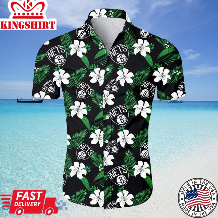 Nba Brooklyn Nets Tropical Flowers Trendy Hawaiian Shirt V2 Aloha Shirt