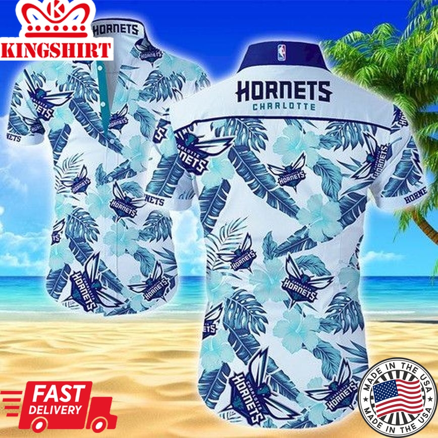 Nba Charlotte Hornets Teal Tropical Flowers Trendy Hawaiian Shirt V2 Aloha Shirt