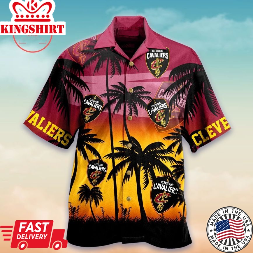 Nba Cleveland Cavaliers Wine Gold Palm Trees Trendy Hawaiian Shirt Aloha Shirt