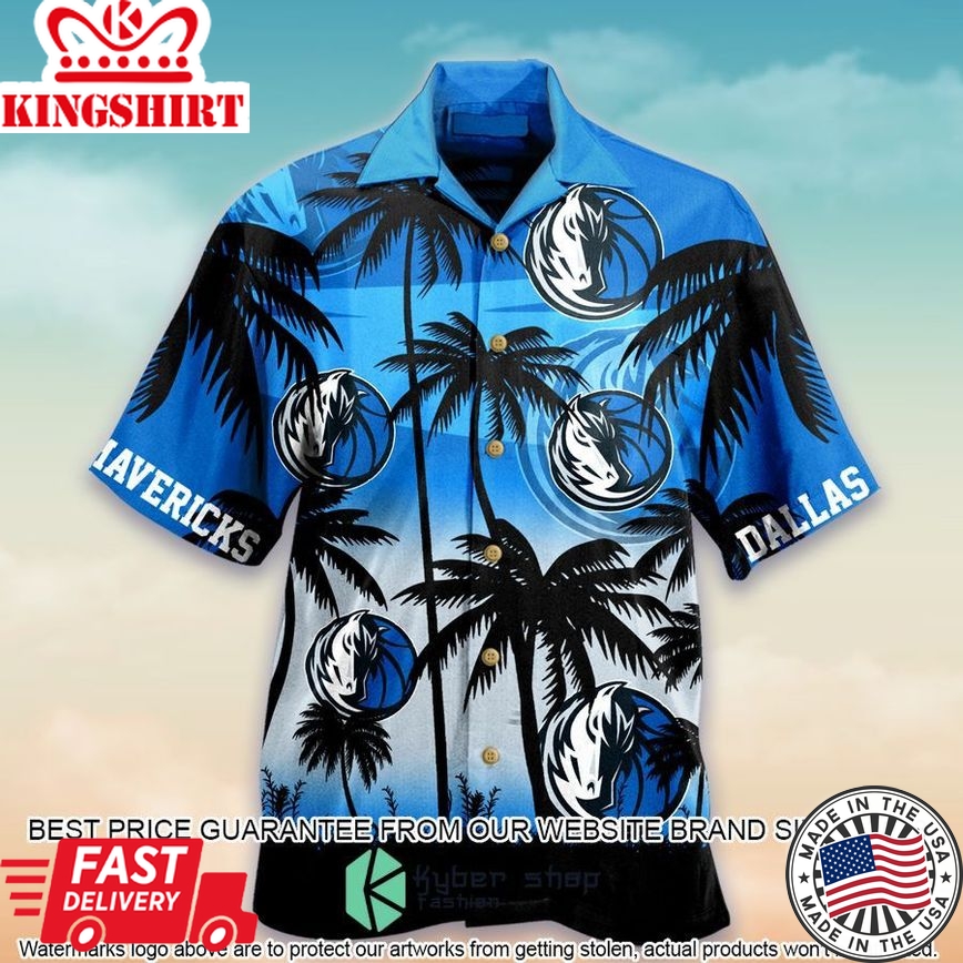 Nba Dallas Mavericks Black Blue Palm Trees Trendy Hawaiian Shirt Aloha Shirt