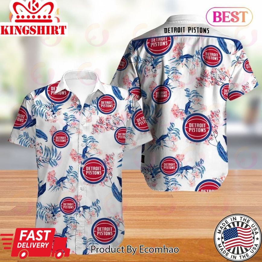 Nba Detroit Pistons Vintage Tropical Flowers Trendy Hawaiian Shirt Aloha Shirt